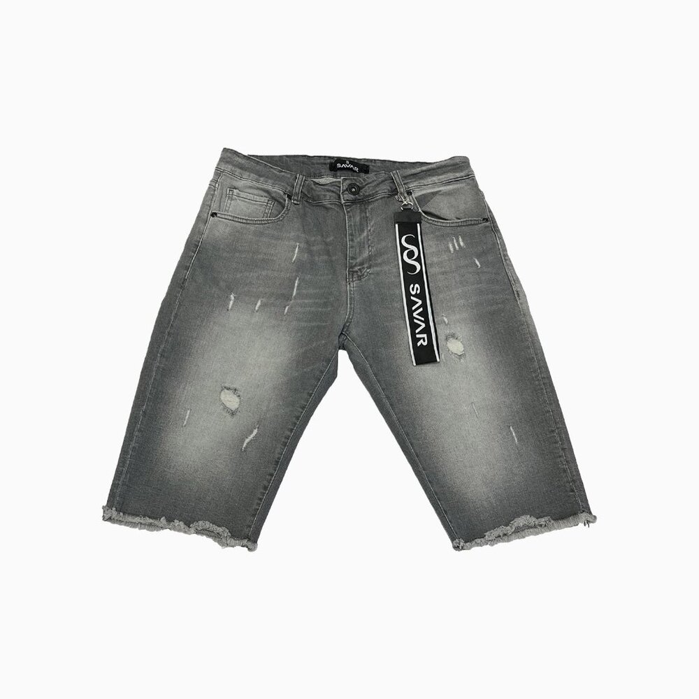 Savar Men's Ripped Light Grey Shorts (Brand New)